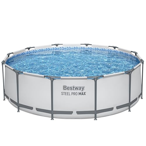 Bestway Steel Pro MAX Frame - Juego de Piscina con Bomba de Filtro (diámetro 366 x 100 cm), Color Gris Claro