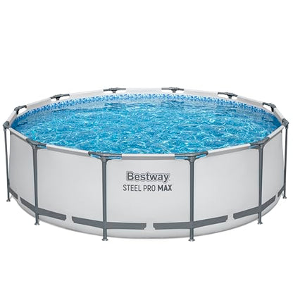Bestway Steel Pro MAX Frame - Juego de Piscina con Bomba de Filtro (diámetro 366 x 100 cm), Color Gris Claro