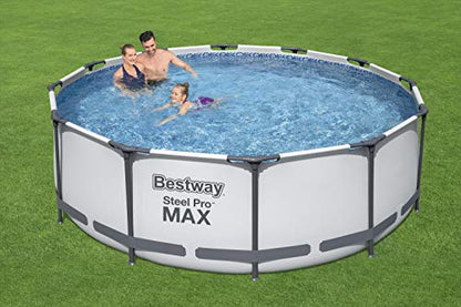 Bestway Steel Pro MAX Frame - Juego de Piscina con Bomba de Filtro (diámetro 366 x 100 cm), Color Gris Claro