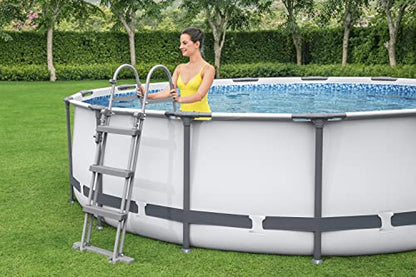 Bestway Steel Pro MAX Frame - Juego de Piscina con Bomba de Filtro (diámetro 366 x 100 cm), Color Gris Claro