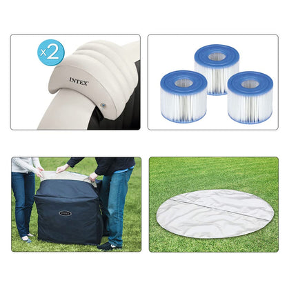 Intex Spa hinchable 4 personas octogonal, Burbujas Deluxe y chorros de agua (55081)