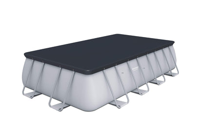 Bestway Power Steel Frame - Piscina con Filtro de Arena (488 x 244 x 122 cm, Cuadrado), Color Gris Claro
