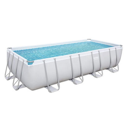 Bestway Power Steel Frame - Piscina con Filtro de Arena (488 x 244 x 122 cm, Cuadrado), Color Gris Claro