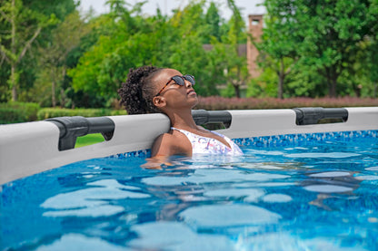Bestway Steel Pro MAX Frame - Juego de Piscina con Bomba de Filtro (diámetro 366 x 100 cm), Color Gris Claro